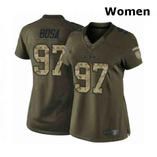 Womens Los Angeles Chargers 97 Joey Bosa Elite Green Salute to Service Football Jersey
